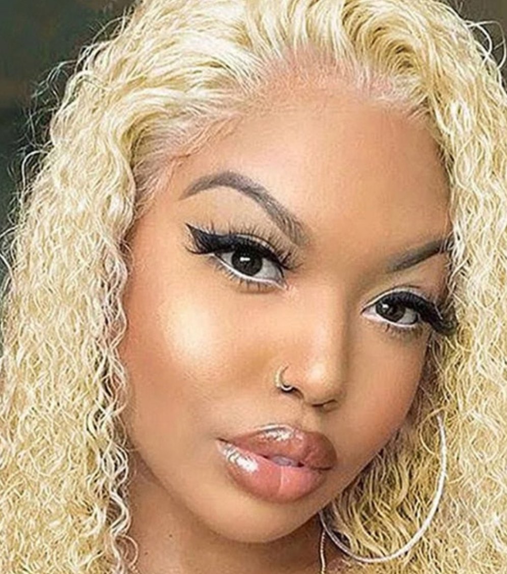 Kinky Curly Wig Blonde Bob Wig Brazilian 13x4 Lace Frontal Human Hair Wigs Blonde Curly Human Hair Wig