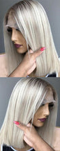 Load image into Gallery viewer, Ashy Grey Blonde Human Hair Lace Front Wig .
