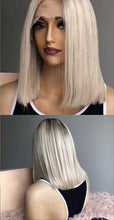 Load image into Gallery viewer, Ashy Grey Blonde Human Hair Lace Front Wig .

