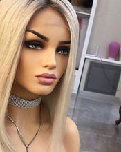 Load image into Gallery viewer, Ashy Grey Blonde Human Hair Lace Front Wig .
