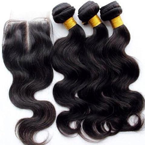 Human Hair Loose Wave Bundles With Closure . ( 3pc + closure)