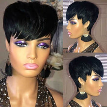 Load image into Gallery viewer, Red Color Human Hair Short Cut (Straight) Wig with Bangs. (GLUELESS)
