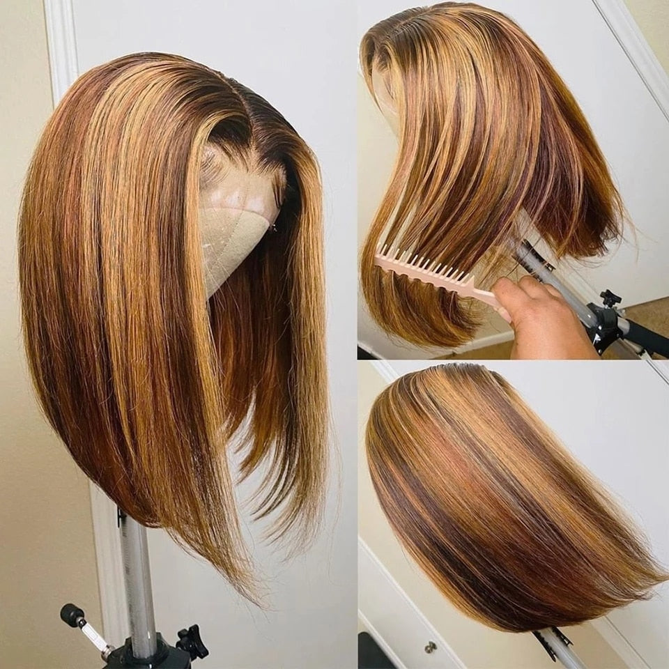 Highlight Bob Wig Ombre Lace Frontal Wig.
